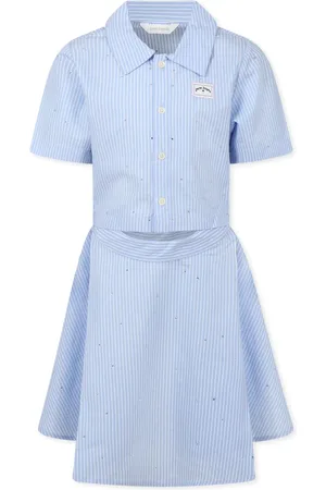 Palm Angels Dresses, female, , 6 Y, Striped Cotton Short-Sleeved Dress