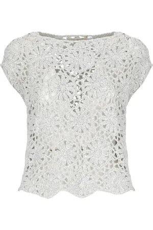 ANTONELLI Silver Linen Cotton Jumper Woman Sleeveless