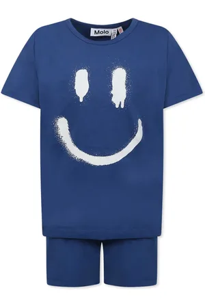 Molo Pyjamas, male, , 3 Y, Cotton Blend Smiley Pajamas Set