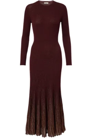 ULLA JOHNSON Knitted Dresses, female, , M, Pleated Dress Amaranthus
