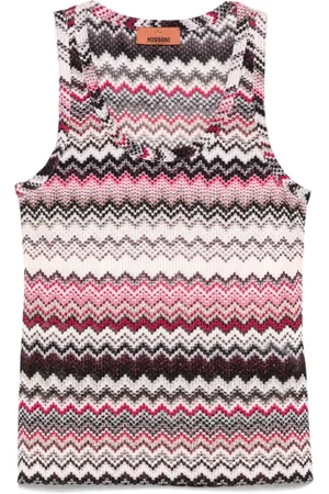 Missoni Sleeveless Tops, female, , S, Black Zigzag Tank Top Sleeveless