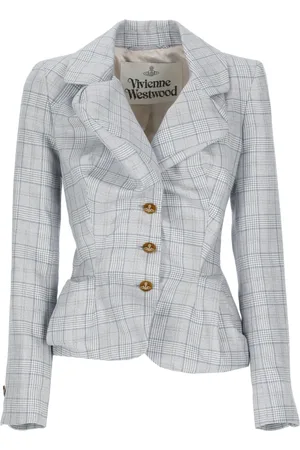 Vivienne Westwood Blazers, female, , XS, Grey Wool Linen Jacket Princes of Wales