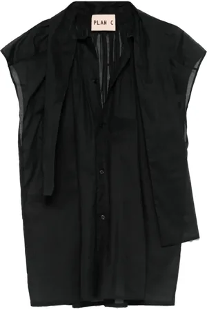 Plan C Shirts, female, , S, Scarf-Detail Blouse with Cap Sleeves