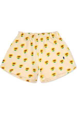 Bobo Choses Sunflower Print Sporty Ivory Cotton Shorts