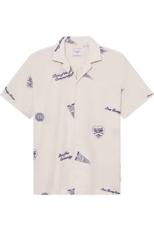 Les Deux Short Sleeve Shirts, male, , M, Hendrix AOE Shirt Ivory/Blueprint