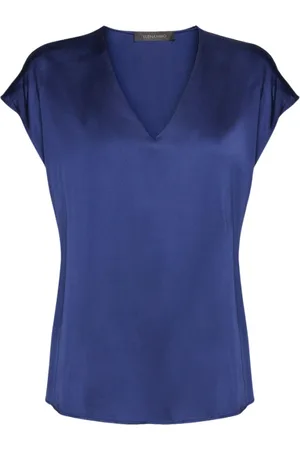 Elena Miro Blouses, female, , L, V-neck satin blouse stretch fabric