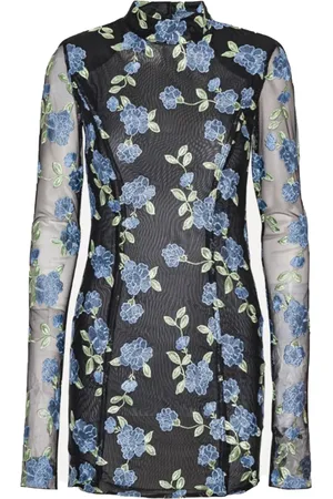 ROTATE Floral Mesh Mini Dress