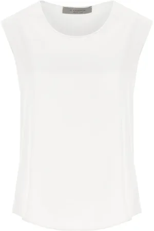 D.EXTERIOR Satin Sleeveless Crew Neck Top