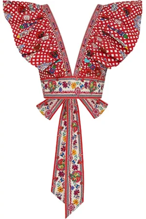 Camilla Portuguese Folklore Ruffle Wrap Top