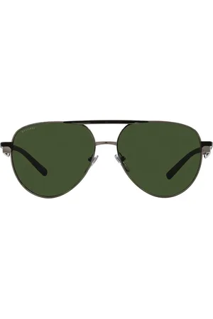 Bvlgari Pilot Style Sunglasses Green Lenses