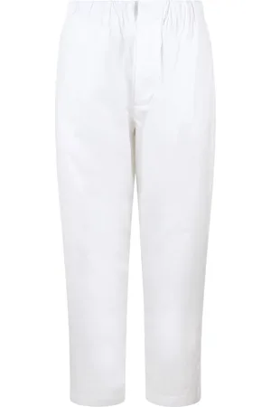LOW BRAND Drawstring Cotton Trousers Carrot Fit