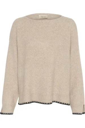 Cream Round-neck Knitwear, female, , XS, Knit Pullover String/Black