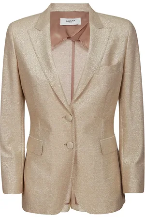 Saulina Blazers, female, , S, Linen Cotton Lined Jacket Peaked Collar