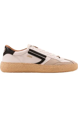 Puraai Sneakers, male, , 11 UK, White Eco-leather Trainers with Beige Suede and Black Leather Details