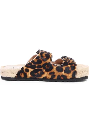 MANEBI Sliders, female, , 3 UK, Leopard Print Sandals