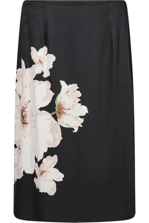 Cream Midi Skirts, female, , XS, Black Floral Pencil Skirt