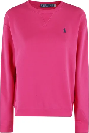 Ralph Lauren Round-neck Knitwear, female, , M, Fuchsia Embroidered Logo Jumper