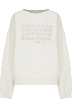 Maison Margiela Sweatshirts, male, , L, Embroidered Logo Crewneck Sweatshirt Ivory