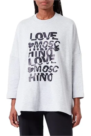 Moschino Sweatshirts, female, , S, Glitter Print Oversized Crewneck Sweatshirt