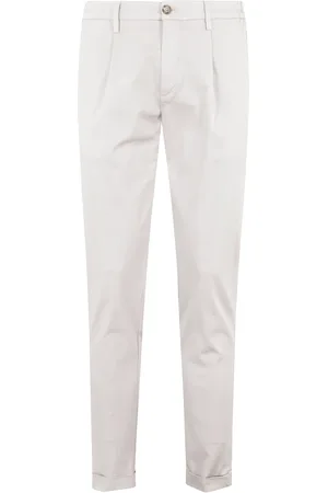 RE-HASH Beige Cotton Elastic Trousers with Clips