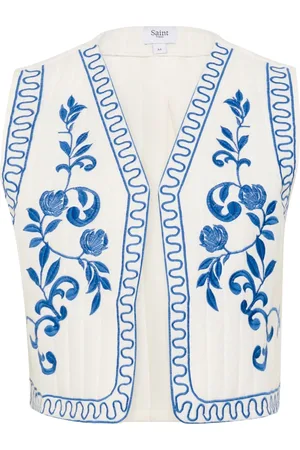 Saint Tropez Embroidered Vest Jacket Ice Blue