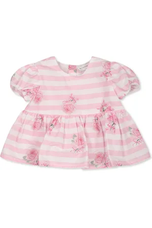 MONNALISA Dresses, female, , 2 Y, Rose Print Striped Cotton Top