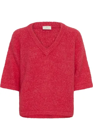 Kaffe V-Neck Pullover Jumper Raspberry