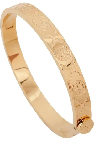Tory Burch Gold Monogram Bracelet Elegant Snap Closure