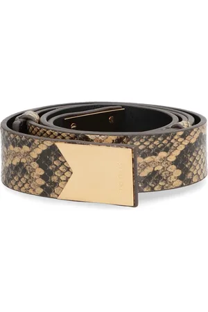 Rhude Snake Print Leather Belt with Gold-tone Buckle
