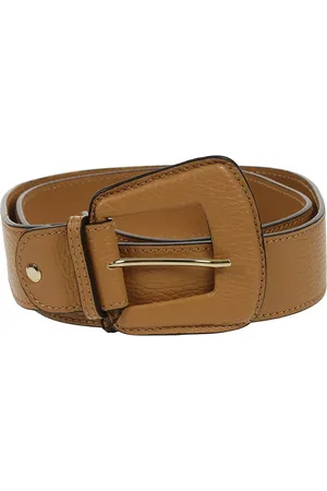 AVENUE 67 Gold Hardware Hammered Leather Belt
