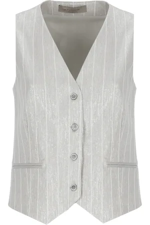 D.EXTERIOR Vests, female, , S, Silver Viscose Vest with Lurex Details