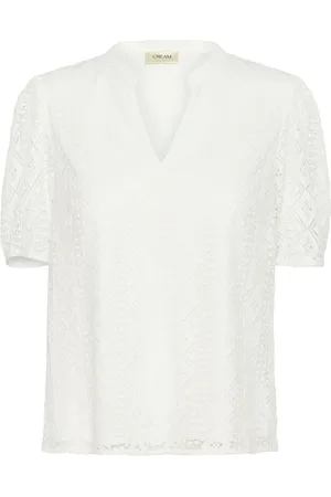 Cream Elegant Lace Blouse in Snow