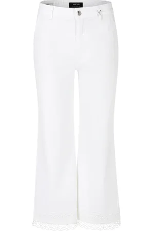 Marc Cain Cropped Trousers, female, , M, Wide Fit High Waist Jeans with Lace Trim