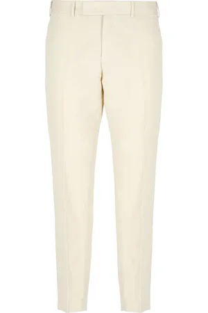 PT Torino Ivory Cotton Linen Trousers with Pockets