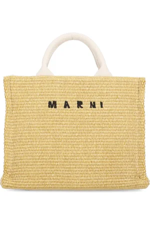 Marni Tote Bags, female, , ONE SIZE, Brown Cotton Hand Bag with Logo