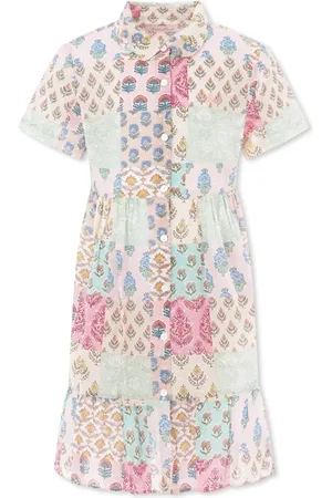 MC2 SAINT BARTH Dresses, female, , 14 Y, Floral Plumetis Cotton Short Dress