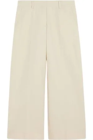 Max Mara Wide Trousers, female, , S, Cropped Linen Trousers Wide Leg