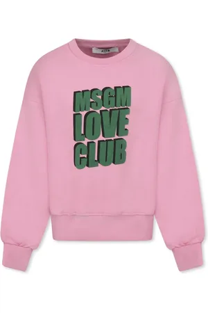 Msgm Fleece Cotton Sweatshirt with Green Logo