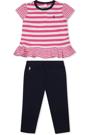 Ralph Lauren Sport Sets, female, , 3 M, Pink/White Stripe Short Sports Suits