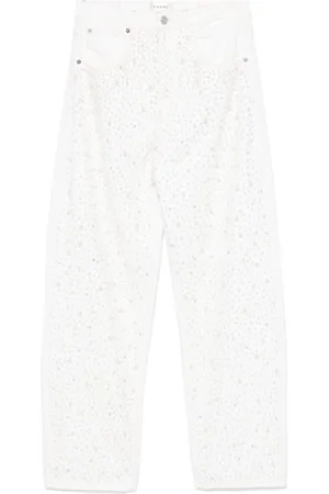 Frame Rhinestone Straight Leg Jeans