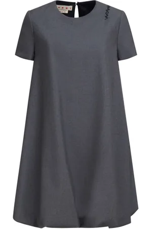 Marni Short grey wool dress with Symbol