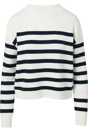 Comma, Round-neck Knitwear, female, , M, Striped Knit Jumper with Ribbed Trim