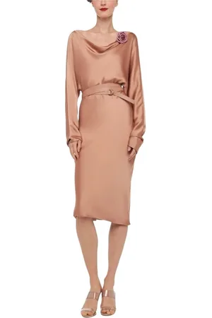 Norma Kamali Satin Dress with Long Sleeves
