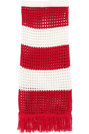 Farm Rio Maxi Skirts, female, , S, Tassel Fringed Brick Red Skirt
