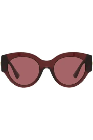 VERSACE Sunglasses, unisex, , 52 MM, Round Sunglasses with Dark Purple Lens and Frame