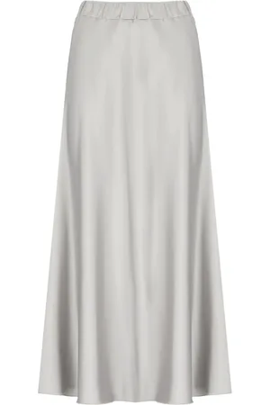 D.EXTERIOR Midi Skirts, female, , S, Grey Satin Elastic Waist Skirt