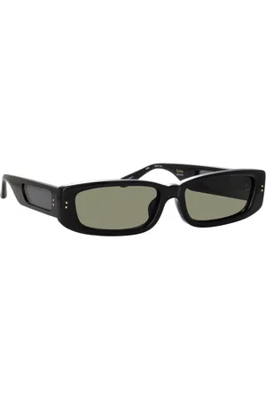Linda Farrow Unique Rectangular Sunglasses with Cutout Details
