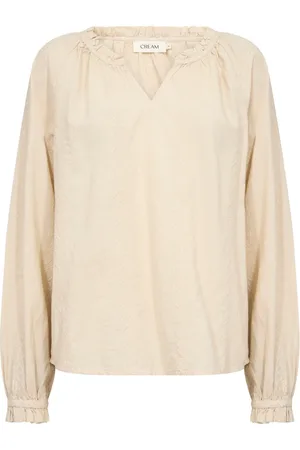 Cream Blouses, female, , M, Feminine Blouse with Flounce Details