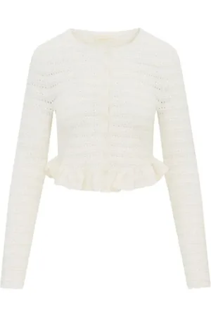 LOVESHACKFANCY Rogan Pointelle Knit Cardigan - Ivory