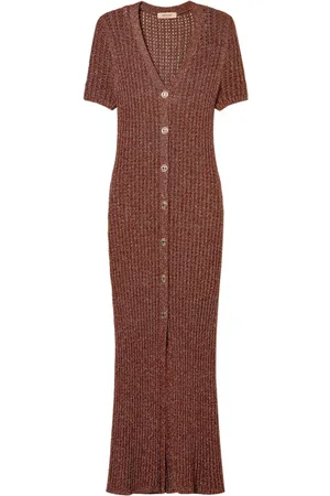 Twin-Set Knitted Dresses, female, , L, V-Neck Dress with Slit